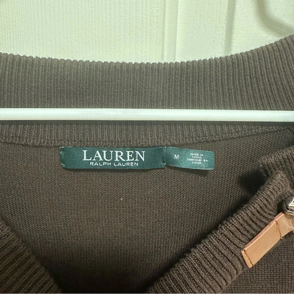 Lauren Ralph Lauren Womens Sweater Size M Brown Boat Neck Horse Buckle Accent - Picture 4 of 5